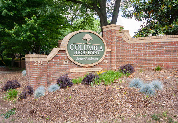 Community signage at Columbia High Point Senior Residences - Apartments in Atlanta, GA