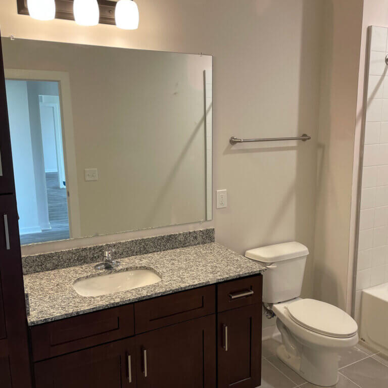 residence bathroom at The View at NoDa apartments in Athens GA