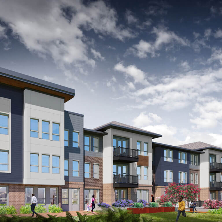 exterior rendering of The View at NoDa apartments in Athens GA