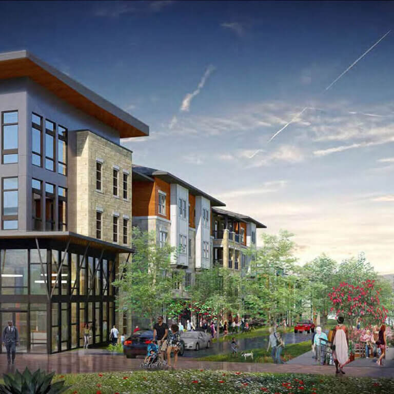 exterior rendering of The View at NoDa apartments in Athens GA