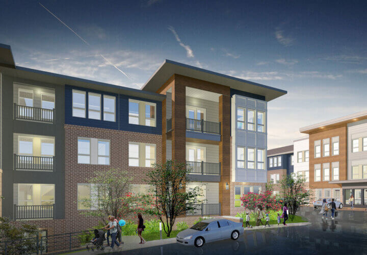 exterior rendering of The View at NoDa apartments in Athens GA