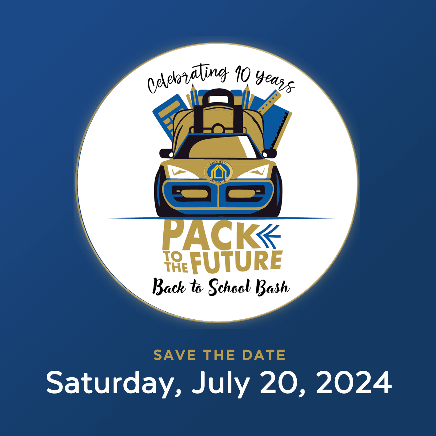 This year Columbia Residential celebrates the 10th Annual Back to School Bash, which will be held on Saturday, July 20, from 11 AM to 2 PM.