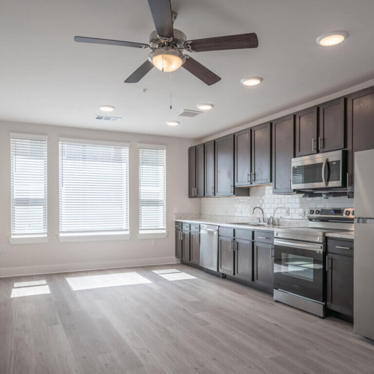 kitchen in an apartment at Columbia Senior at 2100 Memorial in Houston Texas