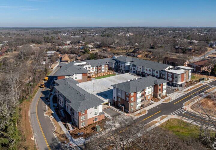 aerial view - The View at NoDA apartments in Athens GA