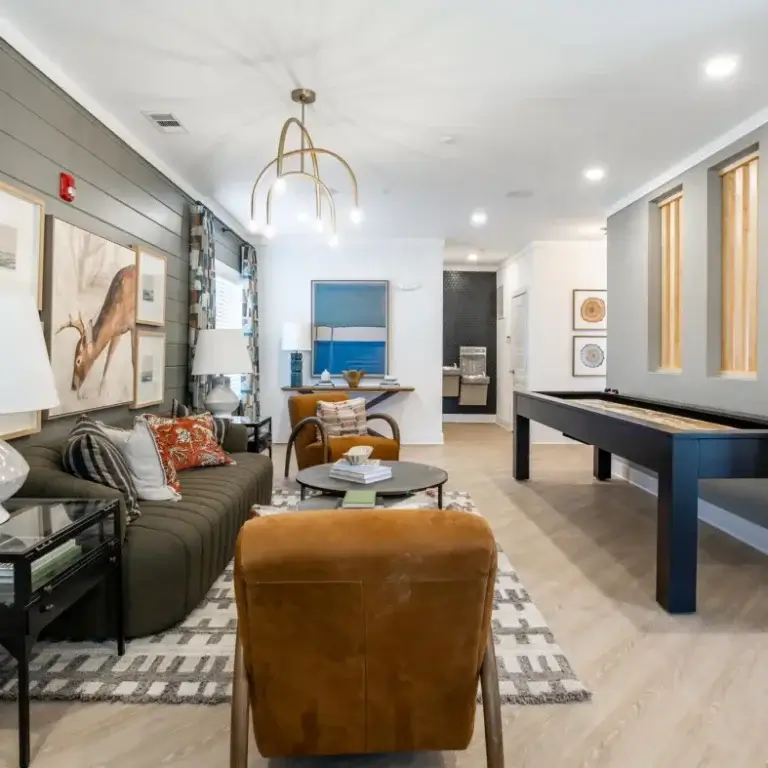 interior view of resident clubroom at Pointe River apartments in Albany GA