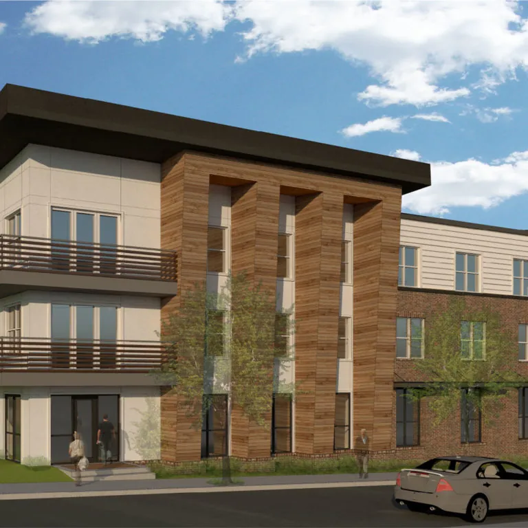 elevation rendering of Quest Commons at Vine City apartments in Atlanta